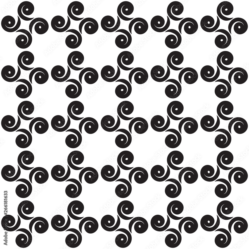 Seamless pattern with swirls, black and white vector background Seamless pattern with swirls, black and white vector background