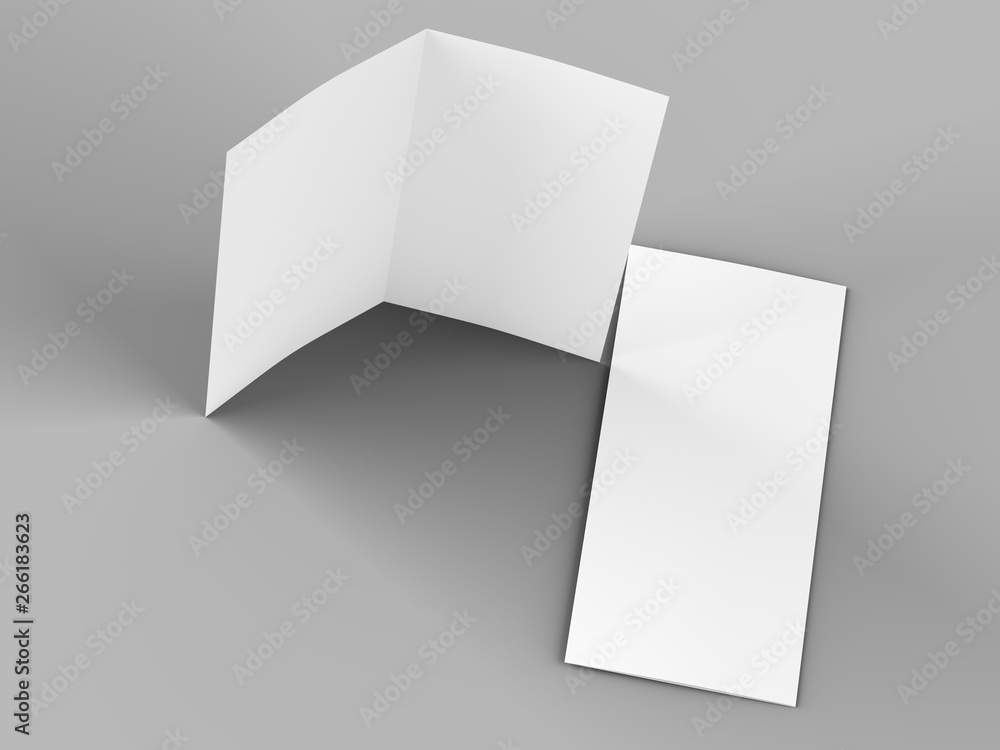 Open fold leaflet in DL format - mock up - 3d illustartion Open fold leaflet in DL format - mock up - 3d illustartion