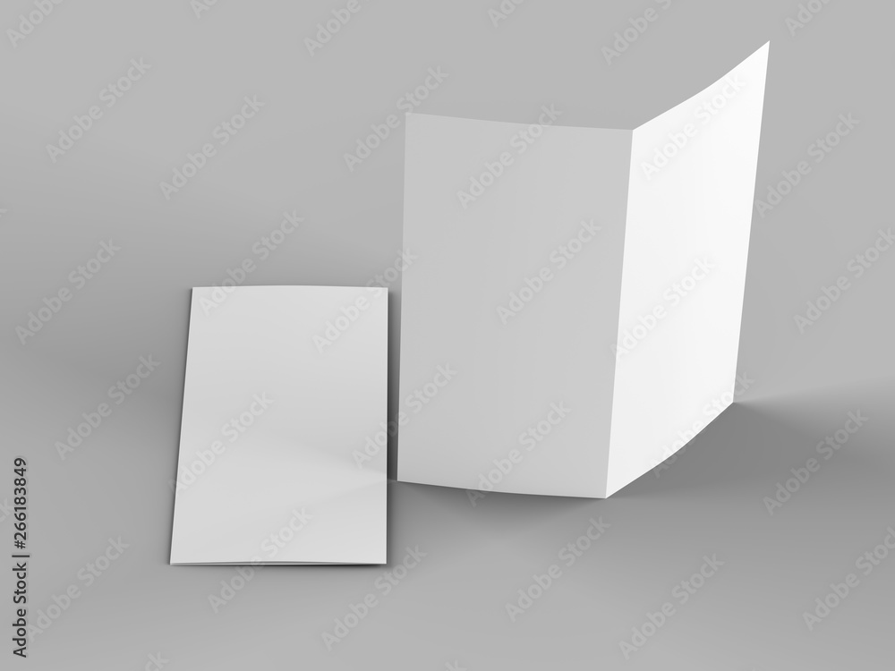 Open fold leaflet in DL format - mock up - 3d illustartion Open fold leaflet in DL format - mock up - 3d illustartion