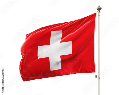 Slika na platnu Flag of Swiss isolated on white background