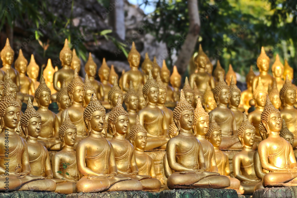 Vientiane Province: 02 May 2019, Buddha statue in Wat Sinxayyaram, the Buddhism garden, Laos