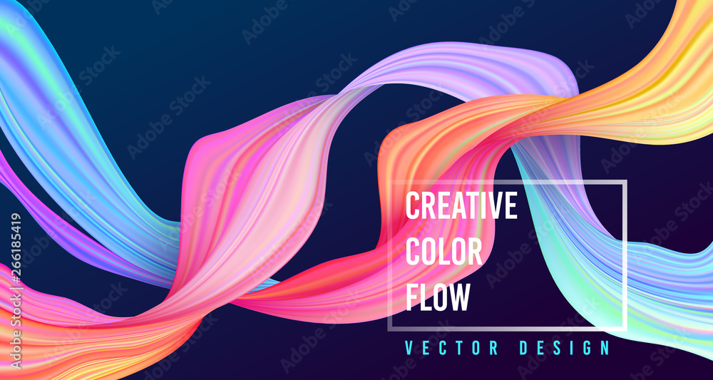 Modern colorful flow poster. Wave Liquid shape on dark blue color background. - obrazy, fototapety, plakaty 