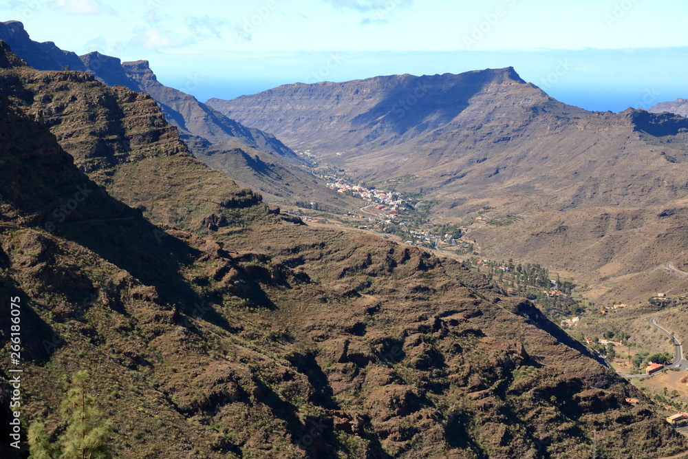 The green valley Barranco de Mogan on Gran Canaria