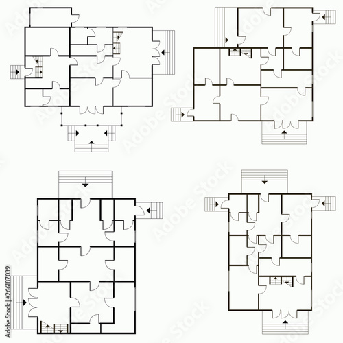 Architectural blueprint in top view background. Vector technical project background illustration