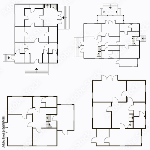Architectural blueprint in top view background. Vector technical project background illustration