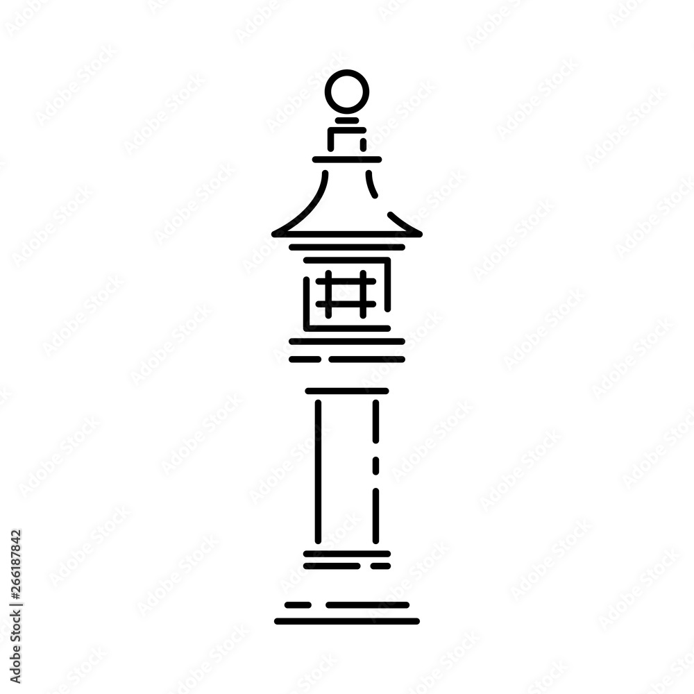 Japan landmark - temple, shrine, castle, pagoda, gate vector illustration simplified travel icon. Chinese, asian landscape traditional lantern. Line sketch. Realistic element for design, fabric print. Japan landmark - temple, shrine, castle, pagoda, gate vector illustration simplified travel icon. Chinese, asian landscape traditional lantern. Line sketch. Realistic element for design, fabric print.
