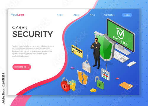 Cyber Security Isometric Concept