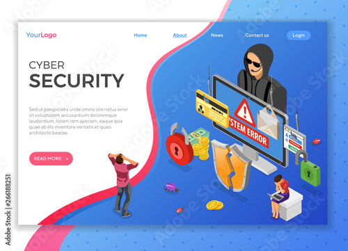 Hacker Phishing Activity Isometric Concept