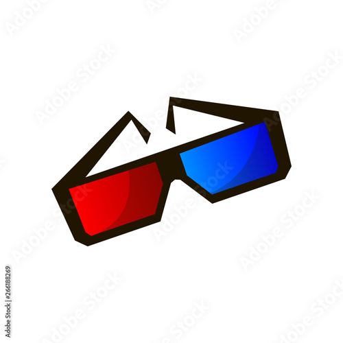 Cinema plastic or carton glasses 3d vision red blue colors