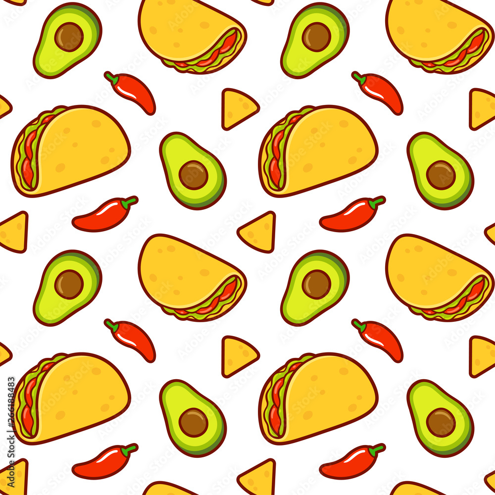 Mexican food pattern Stock Vector | Adobe Stock