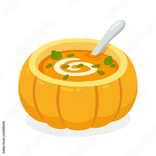 Pumpkin soup in pumpkin