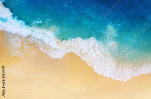 Obraz na płótnie Coast as a background from top view. Turquoise water background from top view. Summer seascape from air. Nusa Penida island, Indonesia. Travel - image w salonie