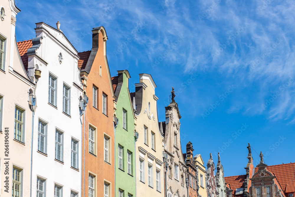 Colorful facades of old houses of Gdansk.