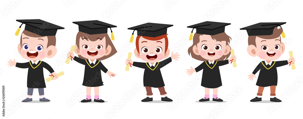 happy kids graduation vector illustration isolated happy kids graduation vector illustration isolated