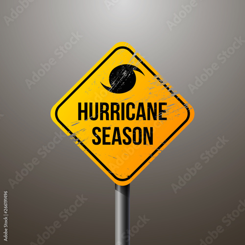 road scratched sign of Hurricane Florence, 3D-rendering. vector