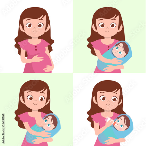 woman with baby vector illustration isolated