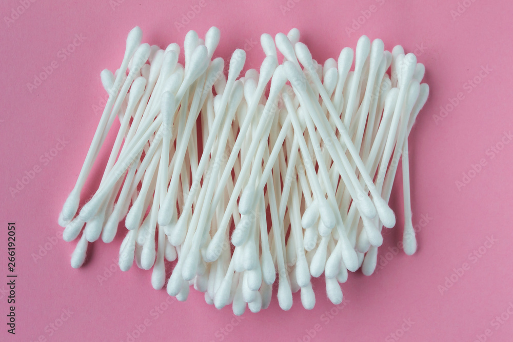 Ear sticks on a pink background. Ear sticks on a pink background.