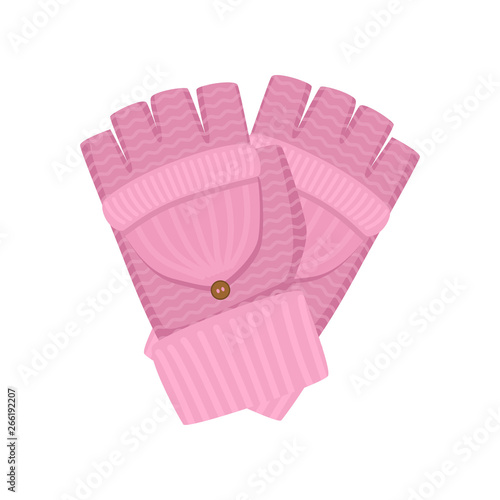 Fashion winter gloves, textile material and pink color