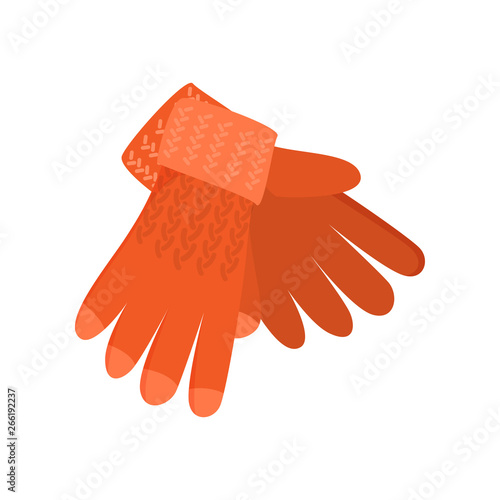Orange woolen homemade winter gloves, from lovely mother