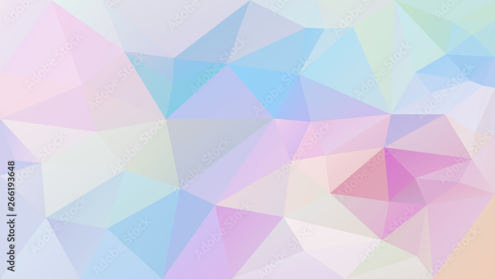 vector abstract irregular polygon background - triangle low poly pattern - soft light pastel full spectrum multi color rainbow - baby pink, blue, purple, violet, orange, yellow, green