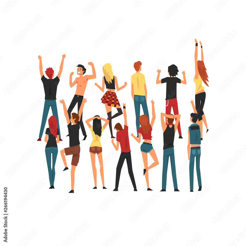 Illustration of a Crowd Enjoying the Music at a Summer Festival in [year]