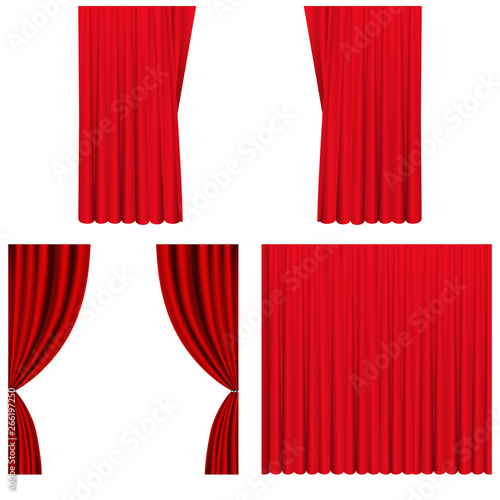 Red stage curtains set
