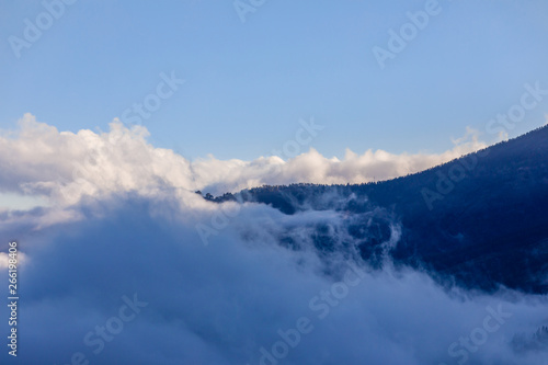 Clouds over the valleys in Teide National Park  Tenerife