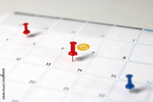 calendar pins red blue
