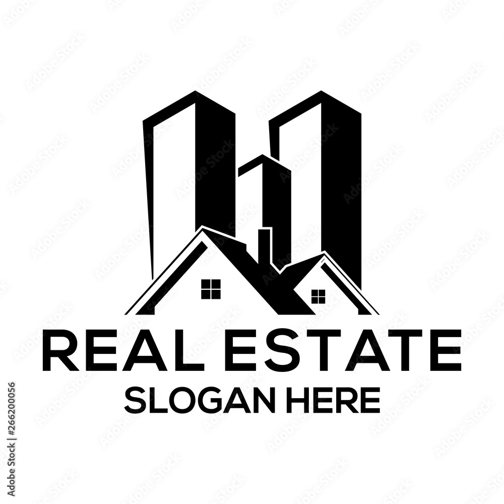 real estate logo concept black and white vector art