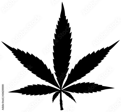 Hanf Cannabis Blatt Silhouette schwarz