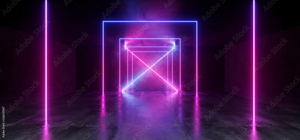 Concrete Grunge Brick Corridor Tunnel Dark Hall Reflective Neon Glowing Sci Fi Futuristic Modern Path Purple Blue Vibrant Rectangle Shapes Gate Stage Show Laser 3D Rendering Concrete Grunge Brick Corridor Tunnel Dark Hall Reflective Neon Glowing Sci Fi Futuristic Modern Path Purple Blue Vibrant Rectangle Shapes Gate Stage Show Laser 3D Rendering