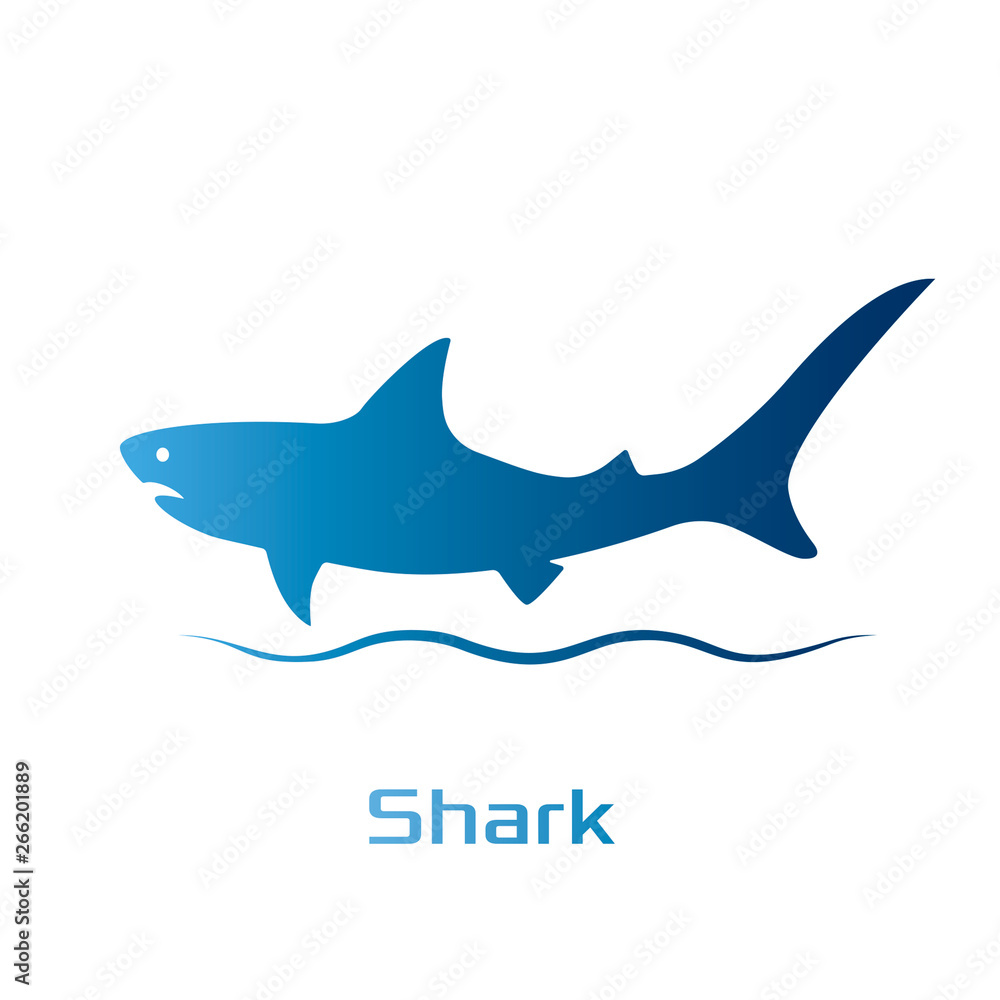 Obraz premium Template of silhouette of abstract shark. Modern business icon for website design. Logo in a flat style. vector illustration isolated