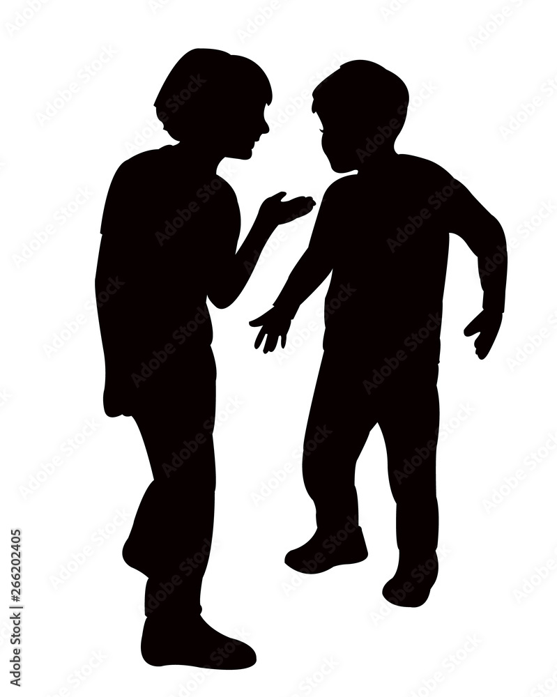 boys making chat silhouette vector