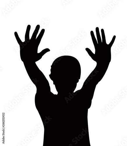 a child open up her hands, silhouette vector