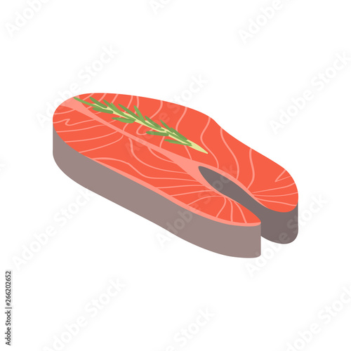 Raw fish steak with green condiment, bbq party