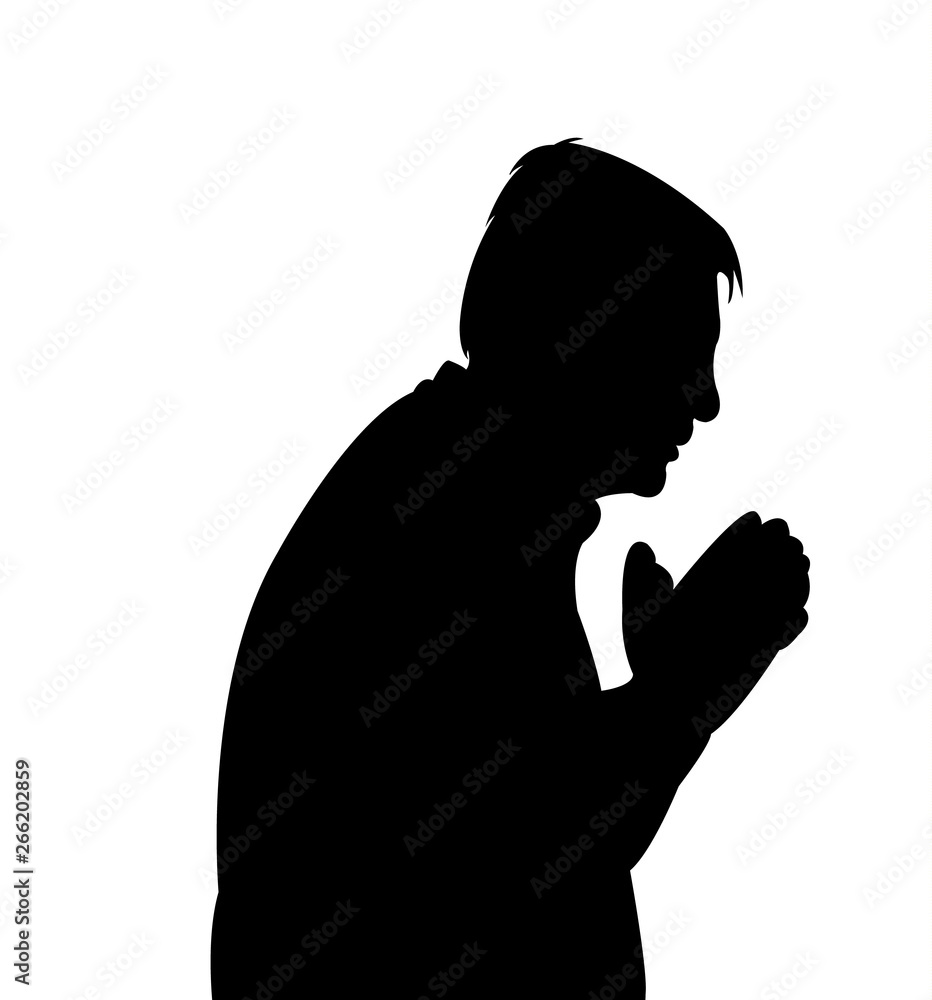 a man praying head silhouette vector