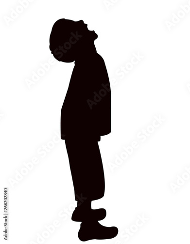 crazy boy screaming body silhouette vector