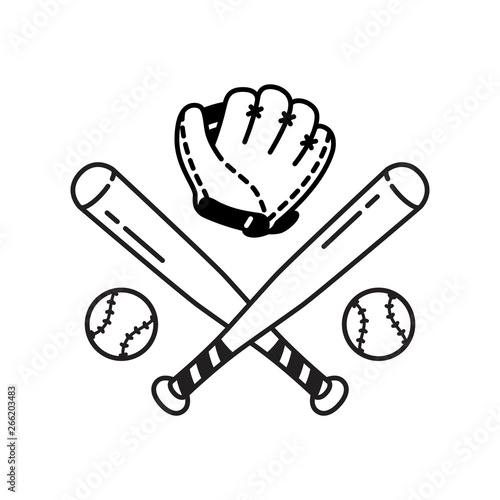 Baseball Ball icon Vector baseball bat glove sport symbol illustration doodle