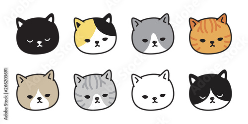 cat icon vector kitten head calico logo character cartoon ginger symbol illustration