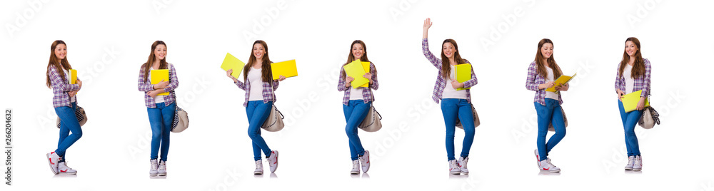 Young student with books isolated on the white Young student with books isolated on the white