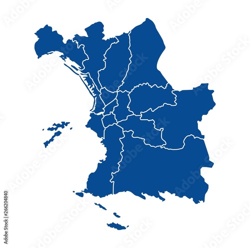Outline map of Marseille districts 