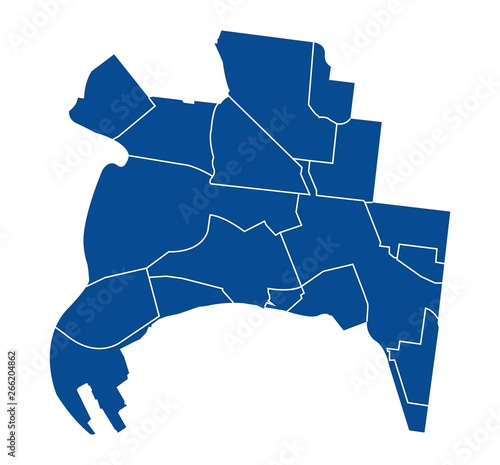 Outline map of Melbourne districts 