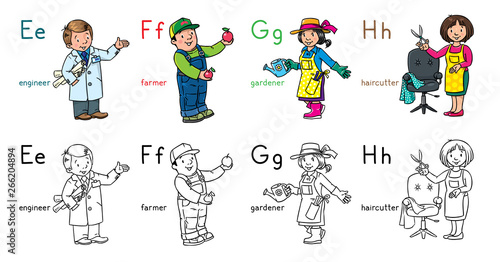 ABC professions coloring book set English alphabet
