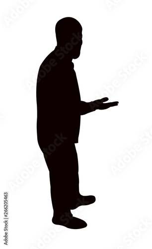 man begging body silhouette vector