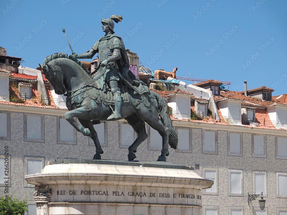 Obraz premium Horse statue of Dom Joao in Lisbon in Portugal