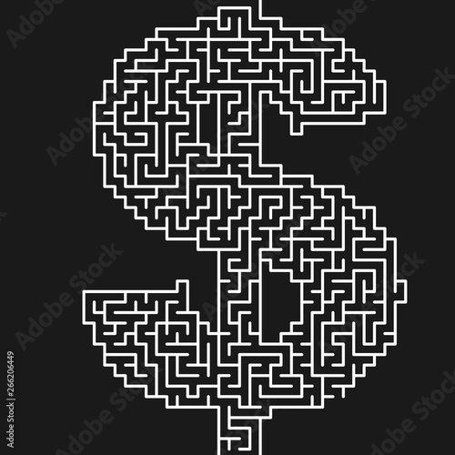 Dollar Maze BG Design. Decision or Idea Concept