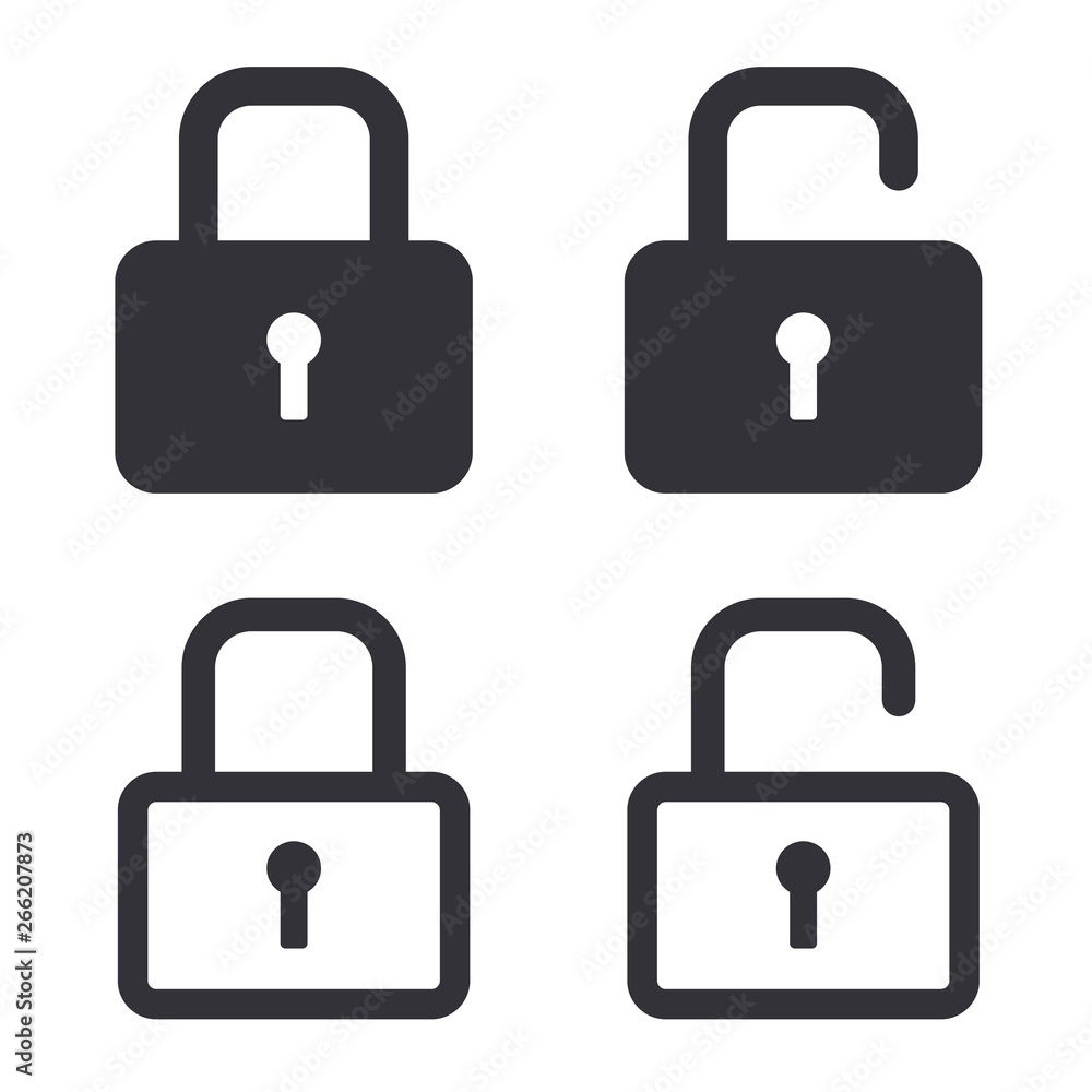 Security lock locked and unlocked vector icons Security lock locked and unlocked vector icons