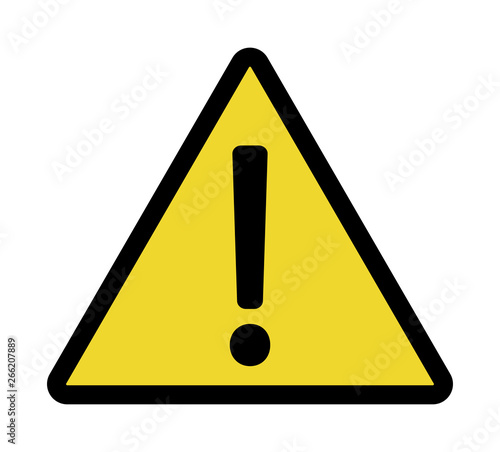 Yellow black sign exclamation mark warning icon vector illustration