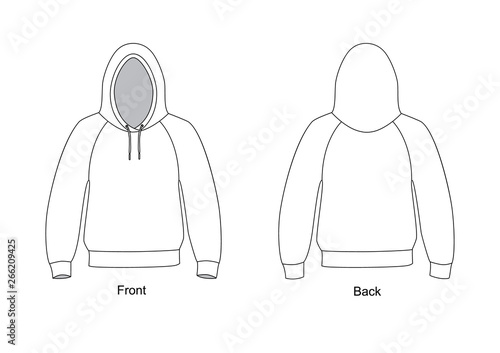 Hoodie vector template. Casual sportswear vector illustration.