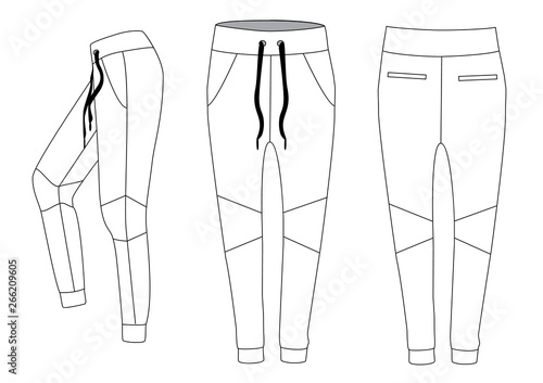 vector illustration of jeans. Joggers template vector.